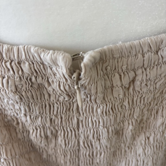 Coquette‎ Midi Sun Dress Women's 14 Embroidered Cotton Beaded Waist Neutral Boho - Picture 11 of 12